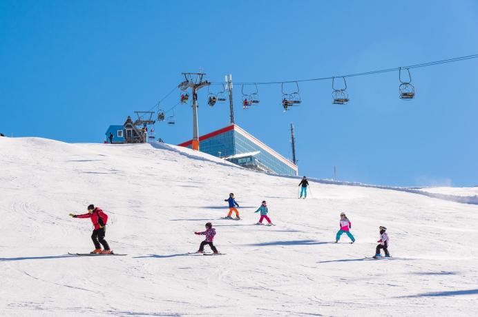 Gruppenskikurs am Gletscher